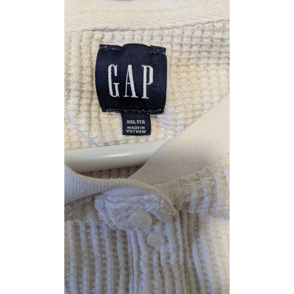 GAP Beige Waffle Knit Long Sleeve Henley Top Plus Size XXL - Picture 5 of 6